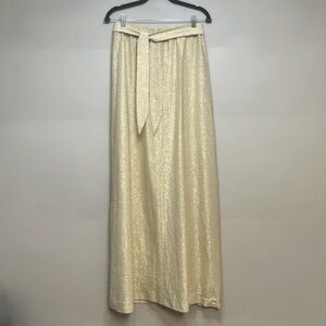 Vintage Rhoda Lee metallic champagne disco skirt with belt